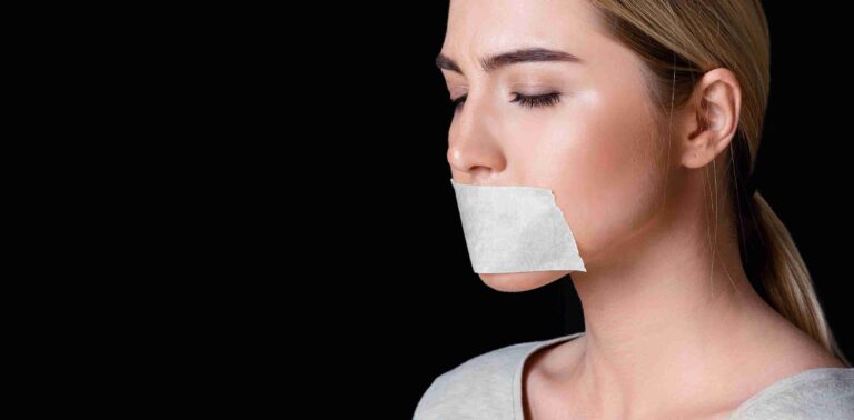 Moth taping by a women for Sleep Apnea problem